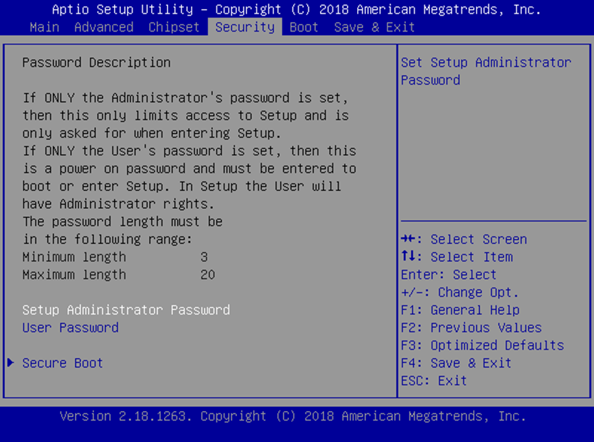 Security Menu
