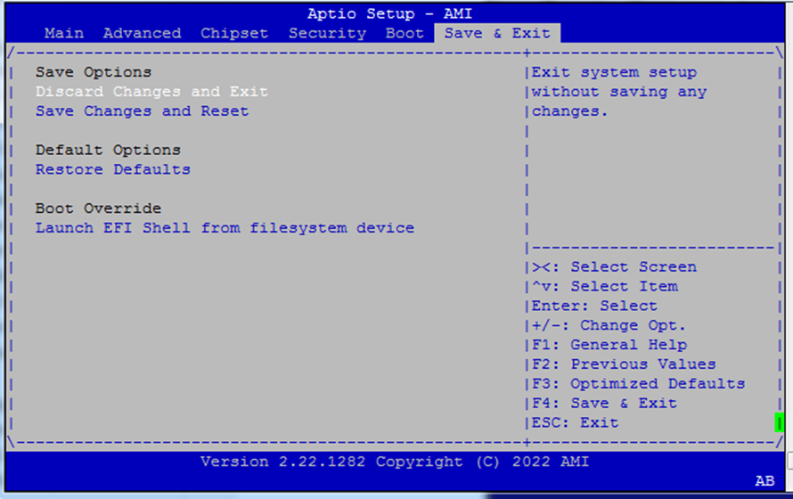Save & Exit Screen